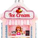 Hanging Christmas Ornaments 2025, Handcrafted Glass Blown Xmas Tree Decorations Holiday Ornaments Funny Gifts Collectible Winter Festival Decor for Home Party, Ice Cream Parlor