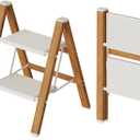 Mayi Plus 2-Step Aluminum Ladder,Lightweight Folding Step Stool with Extra-Wide Anti-Slip Steps,330 lbs Capacity,Compact Space-Saving Design for Home,Kitchen and OfficeWhite&Woodgrain