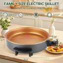 16" Extra Large Electric Skillet with lid, Nonstick Coating Electric Frying Pan, 1500W Quick & Even Heating, 5 Adjustable Temperature Control, Tempered Glass Lid & Cool-Touch Handles