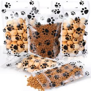 Frienda 60 Pcs Dog Party Favor Bags Bulk Plastic Paw Gift Handbags Doggie Treat Candy Goodie Bags for Pet Theme Birthday Party Favors Supplies(Black)