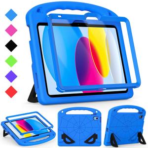 Kids Case for iPad A16 11th Generation 11" 2025 / iPad 10th Generation 10.9 Inch 2022, with Built-in Screen Protector and Kickstand, Shockproof Cover for i Pad 11/10 Gen, Blue