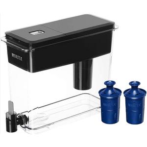 BRITA Ultra-Max 27Cup Water Dispenser w/LongLast Filters Set, 27-Cup Extra Large Black Color Dispenser - for Filtering Tap Water