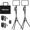 UBeesize 2-Pack LED Video Light Kit, 3000-6500K Dimmable Photography Studio Lights with Tripod Stand & Phone Holder, Video Recording & Streaming Lighting for Makeup, Gaming, YouTube