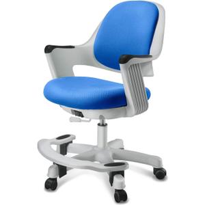 Kids Desk Chair Ergonomic Design with Footrest, Height Adjustable Seat, Comfy Study Cushion Computer Task Chair, Smooth Rolling Wheels for Student and Children, Ocean Blue
