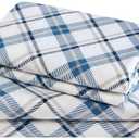 Comfort Spaces Cotton Flannel Breathable Warm Deep Pocket Sheets with Pillow Case Bedding, Queen, Blue Plaid 4 Piece