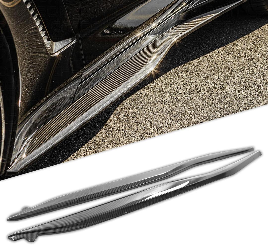 C7 Side Skirt Rocker Panels Compatible with 14-19 Corvette C7 All Model Z06 Z07 Style ABS Plastic - Hydro-Dipped Carbon Fiber