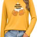 Oktoberfest Shirt Women German Bavarian Festival Tees Beer Drinking Long Sleeve Shirt (L)