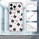 OKBUOK for iPhone 16 Pro Max Case [Compatible with Magsafe],Girls Women Clear Magnetic Case Silicone Shockproof Protective Cover with Pattern Pink Cherry Bow