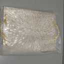 15.7 x 11.8 Inch Mother of Pearl Decorative Tray with Gold Metal Handle, Rectangular Serving Tray for Coffee Table, Kitchen Counter, Bathroom Vanity or Dining Table Centerpiece