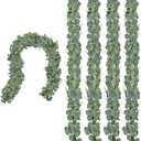 CQURE 4 Pack 5.9ft Eucalyptus Garland, Artificial Eucalyptus Leaves Spring Garland Fake Silver Dollar Greenery Wreath Vines for Wedding Table Party Mantle Bedroom Wall Room Decor