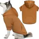 Dog Hoodie Dog Sweaters for Large Dogs Solid Soft Brushed Fleece Clothes Hoodie Sweatshirt with Pocket(Coffee-XXL)