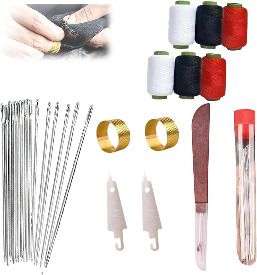 2 x 37PCS Sewing Tool Set,Needles Thread Hand Repair Tools,Complete Needle and Thread Kit for Hand Sewing,Portable DIY Sewing Tool Set for Beginners and Professional Crafters
