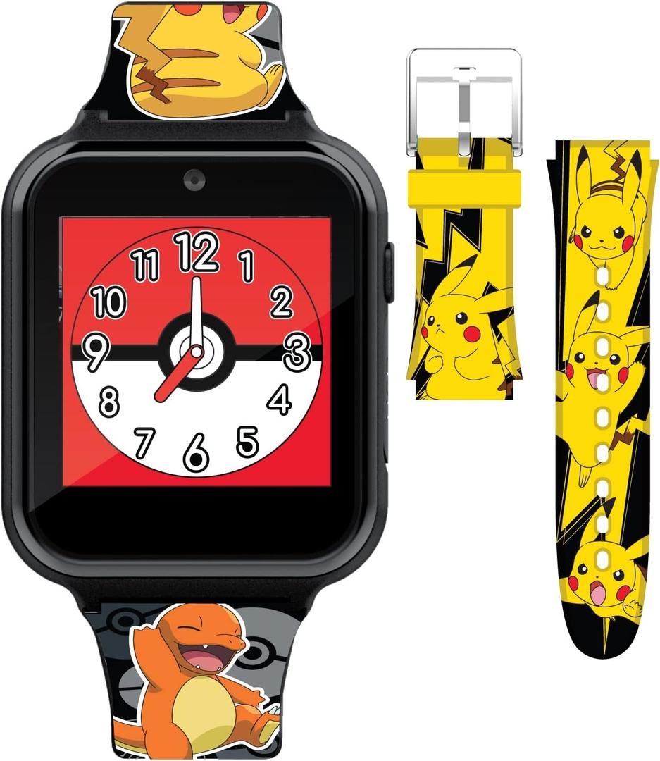 Pokémon Interactive Kids Smartwatch with Touchscreen, Interchangeable Pikachu & Friends Straps, Built-in Camera, Alarm, Stopwatch, Calculator, and 10 Watch Faces - Fits Wrists 5.5"-8"