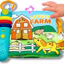 Baby Song Books 0-6-12 Months, Nontoxic Fabric Baby Cloth Books with Music and Lights Newborn Infant Carseat Toys 6-9-12 Months Shower Gifts Easter Basket Stuffers (Farm)