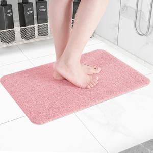 Non-Slip Bathtub Mat, Anti Slip Shower Mat, Fast Drying Bathtub Mats, Foot Scrubber Mat, Anti Slip Mat for Tub, Floor, Bathroom, Kitchen, Home, Hotel (Pink 24"16")