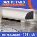 Flexible Quad Moulding, Peel and Stick, Corner Moulding Trim, Waterproof Rubber Quad Moulding, Suitable for Use on Floors, Bathrooms and Countertops (0.7 W x 0.86 H x 158 L,Black)