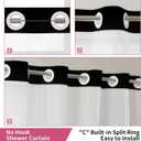 No Hook Shower Curtain with Snap in Liner, Pink Rose Flower Thankful Grateful Blessed Bathroom Curtain with Double Layers Waterproof Fabric and Mesh Top Window, Romantic Showy Floral Home Bath Decor