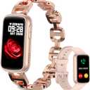 Smart Watches for Women,Fitness Trakcer with Bluetooth Call, Heart Rate/Sleep Monitor/Calories/Blood Pressure,130+ Sports Modes 1.47'' Smartwatch for Android iPhone,IP68 Waterproof,2 Bands,Rose Gold