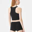 florence by mills Women's Bright Side Crop Racerback Tank Top (Black, L)