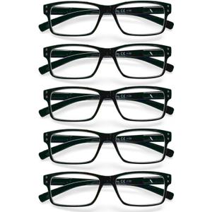 NORPERWIS Reading Glasses 5 Pairs Quality Readers Spring Hinge Glasses for Reading for Men and Women (5 Pack Black, 0.75)