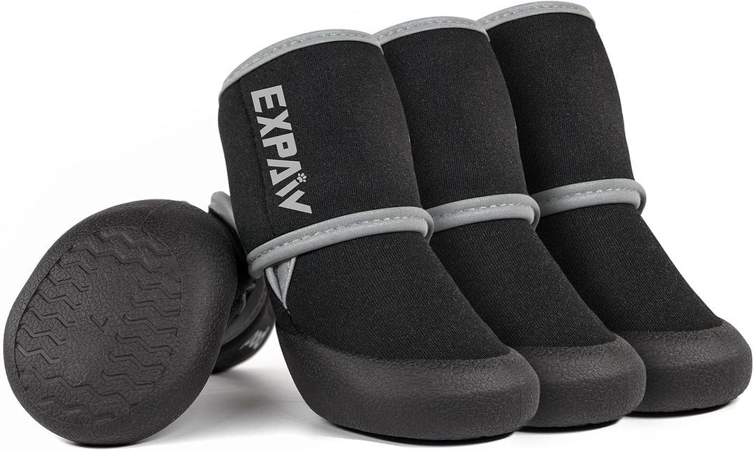 EXPAWLORER Waterproof Dog Shoes for Small Medium Large Dogs, Summer Dog Shoes for Hot Pavement, Hiking Walking, Reflective Dog Booties for Outdoor Snow Rain Days, Anti-Slip Dog Boots & Paw Protectors
