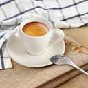 ionEgg Porcelain Espresso Cup with Saucer And Stainless Steel mini Spoons, Espresso shot Cup, 80ml/2.7Oz, Pack of 2, White