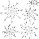 Hicarer 4pcs 3D Silver Metal Starburst Wall Decor Bling Crystal Wall Art Cast Iron Rhinestones Sunburst Decor Jeweled Hanging Glitter Diamond Accents Home Decorative for Living Room Bedroom Entryway