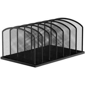 MINDEPOT Desk File Organizer 7 Sections Upright Mesh File Sorter Organizer for Desk, Office Organization File Holder for Home, Office & Classroom (Black, 1Pack)