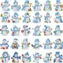 Motipuns 30 Pcs Magnetic Diamond Art Magnet Bulk Diamond Painting Kits Adult DIY Art Fridge Refrigerator Magnet for Beginners Gifts(Winter Snowman,White Blue)
