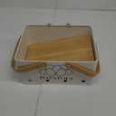 Potato Storage for Pantry, Metal Potato Storage Box with Bamboo Lid and Handle, Potato Bin Onion Storage with Aerating Holes, Kitchen Counter Organizer Container for Potato Onion Garlic-White