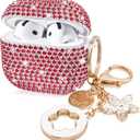 VISOOM Cute Jewelry Case for Airpods 4 Cases 2024 Cover Women, Sparkly Air pods 4 Gen Case Hard TPU Airpod Cases 4th Generation Glitter iPods 4 Cas with Bling Keychain for iPods Earbuds Airpods 4th (Christmas Red)