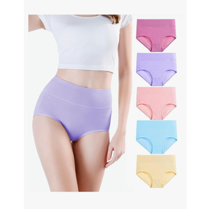 wirarpa Women's Underwear High Waisted Ladies Cotton Panties Soft Full Coverage Briefs 5 Pack (Regular & Plus Size) 2XL