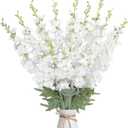 16Pcs White Delphinium Artificial Flowers 33.5'' Long Stem Silk Larkspur Flowers Bulk Faux Silk Flowers for Tall Vase Wedding Table Centerpieces Home Garden Outdoor DecorWhite