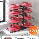 MUDEELA 8-Tier Pots and Pans Organizer under Cabinet, 15.83" Height Heavy Duty Pot Pan Organizer Kitchen Cabinet Organization and Storage, Adjustable Pot Rack for Frying Pan, Cast Iron Skillet, Black