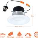 HALO 4 inch LED Recessed Lights with Selectable Color Temperature Dimmable Baffle Can Light Trim 6-Pack for Indoor Outdoor Ceiling Installation LT4069FS1EWHR 6-Pack (5 CCT)