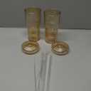 2PCS Glass Cups with Lids and Glass Straws, 20OZ Iced Coffee Cups, Home Essential and Coffee Bar Accessories Borosilicate Glass Tumblers with Lid and Straw for Beer, Cocktail, Tea and Latte, Amber