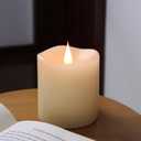 Flameless Candles Battery Operated with Timer, 3D Moving Flame Flickering, Last 600+ Hours Battery Candles, 3" x 3" Ivory Real Wax Electric LED Candle for Wedding Party Decorations