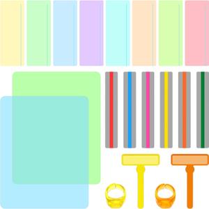 20 Pcs Guided Reading Strips Colour Sets with 4 Sizes, Reading Trackers Readings Ruler Highlight Strips for Kids, Dyslexia Readings Aid Tools, Teacher Classroom Educational Supplies Bookmark Overlays