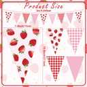 Jetec 5 Pieces 49 Feet Strawberry Pennant Banners Party Decorations Red Berry Plaid Checkered and Pink Triangle Flags Bunting Banners for Strawberry Baby Shower Party Decor Indoor Outdoor Supplies