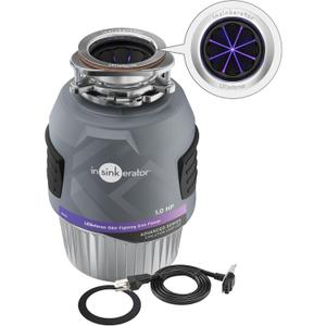 INSINKERATOR Evolution 1.0HP LED Garbage Disposal, Advanced Series Continuous Feed Food Waste Disposer with Antimicrobial LED Accessory Garbage Disposal Flange