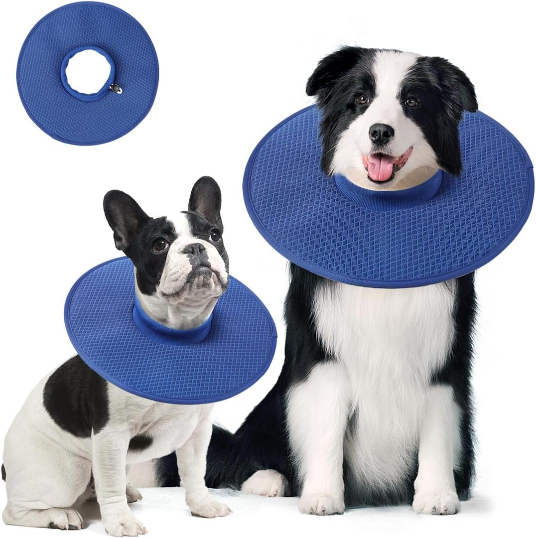 Dog Recovery Collar,Dog Soft Cone Collar Alternative After Surgery,Adjustable,Breathable E Collar for Large/Medium/Small Dogs Cats,Blue L