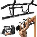 DMoose Fitness Pull Up Bar for Doorway - No Screwing or Slipping, Hanging Pullup & Chin Up Bar for Door Frame - Multi Padded Grips for Strength Training with Installation Guide