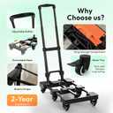 Voipvvii Folding Hand Truck 500lbs, Portable Heavy Duty Dolly Cart, 6 Wheels Collapsible Luggage Cart with 2 Elastic Ropes - Compact Trolley Cart for Easy Moving - Ideal Hand Cart for Travel and More (1.70, Black)