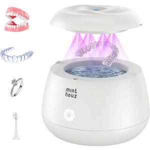 Minthouz Ultrasonic Retainer Cleaner Machine, Dental Pod for Denture, Mouth Guard, Aligner, Night Guard, Toothbrush Heads, Jewelry, 48kHz Retainer Cleaner with 200ML Capacity for All Dental Appliances