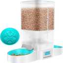 HoneyGuaridan Automatic Cat Feeder for Two Cats,5L Cat Food Dispenser with Slow Feeder Bowl,Timed Cat Feeder Programmable 1-6 Meals Control, Dual Power Supply,Desiccant Bag,10s Meal Call White