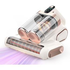 Mattress Vacuum Cleaner Cordless 16Kpa Bed Handheld Vacuum, Vacuum Cleaner with 253.7nm UV-C Light,HEPA Filter & Ultrasonic, Portable Vacuums for Bed Sofa Couch Crib Gifts for Women Men, White