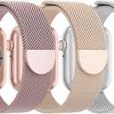 3 Pack Mesh Metal Band Compatible with Apple Watch Band 38mm 40mm 41mm 42mm 44mm 45mm 46mm 49mm, Stainless Steel Magnetic Loop Strap for iWatch Ultra 3 2 1 Series 11/10/9/8/SE/7/6/5/4/3 Men Women