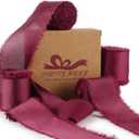 Pretty Jolly Burgundy Silk Satin Ribbon for Flower Bouquet 4 Rolls 1 1/2 Inch x 5Yd Handmade Frayed Fabric Ribbons for Gift Wrapping,Crafts,Baby Shower,Wedding Invitations,Hair Bows and Holiday Decor