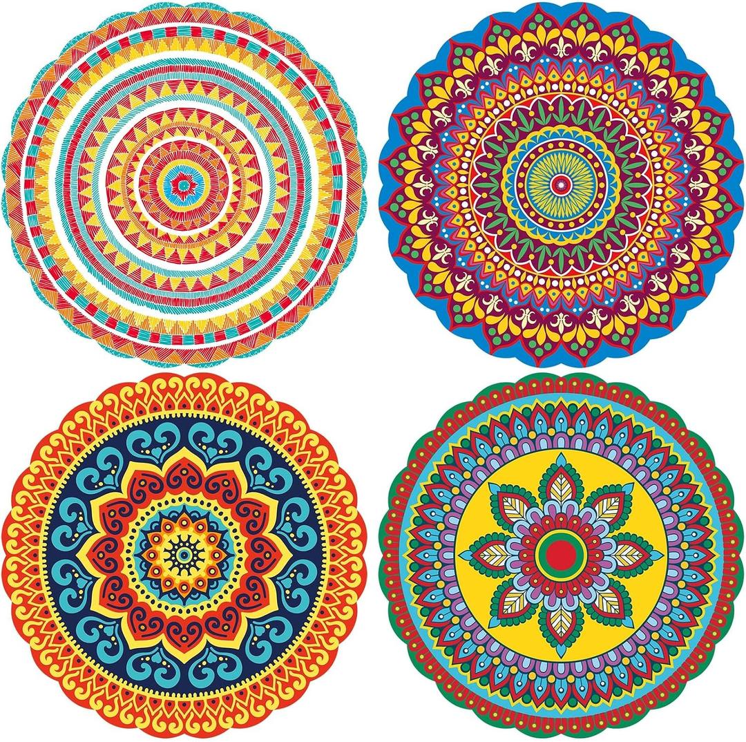Dunzoom 36 Pcs Fiesta Place Mats 13 Inches Cinco De Mayo Disposable Placemat Paper Mexican Placemats Mexican Table Mats Paper Doilies Decoration for Birthday Party Supplies Kitchen Dining Wedding