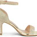 Allegra K Women's Glitter Ankle Strap Stiletto Heel Sandals (9, Champagne Gold)